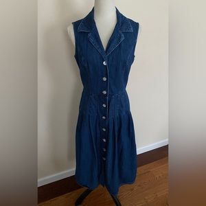 Vintage Mother of Pearl Button Down Denim Dress. size 10.